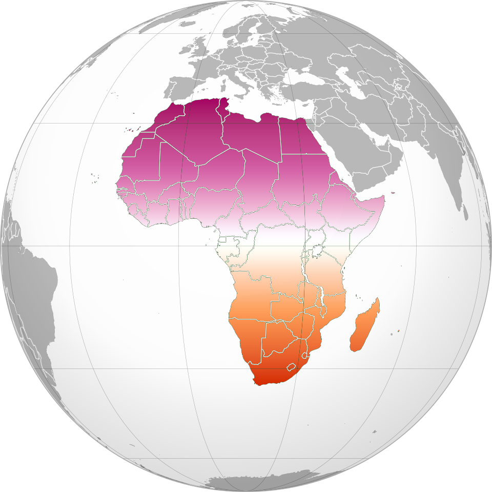 Graphic illustration of the African continent with clear geographical borders.